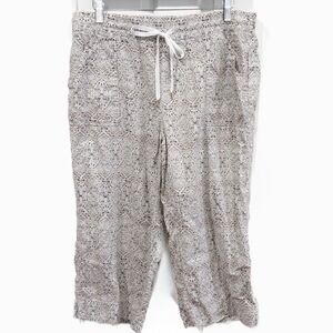 Land ‘n Sea Women's Beige, Brown & White Patterned Cropped Pants Linen Blend SzL